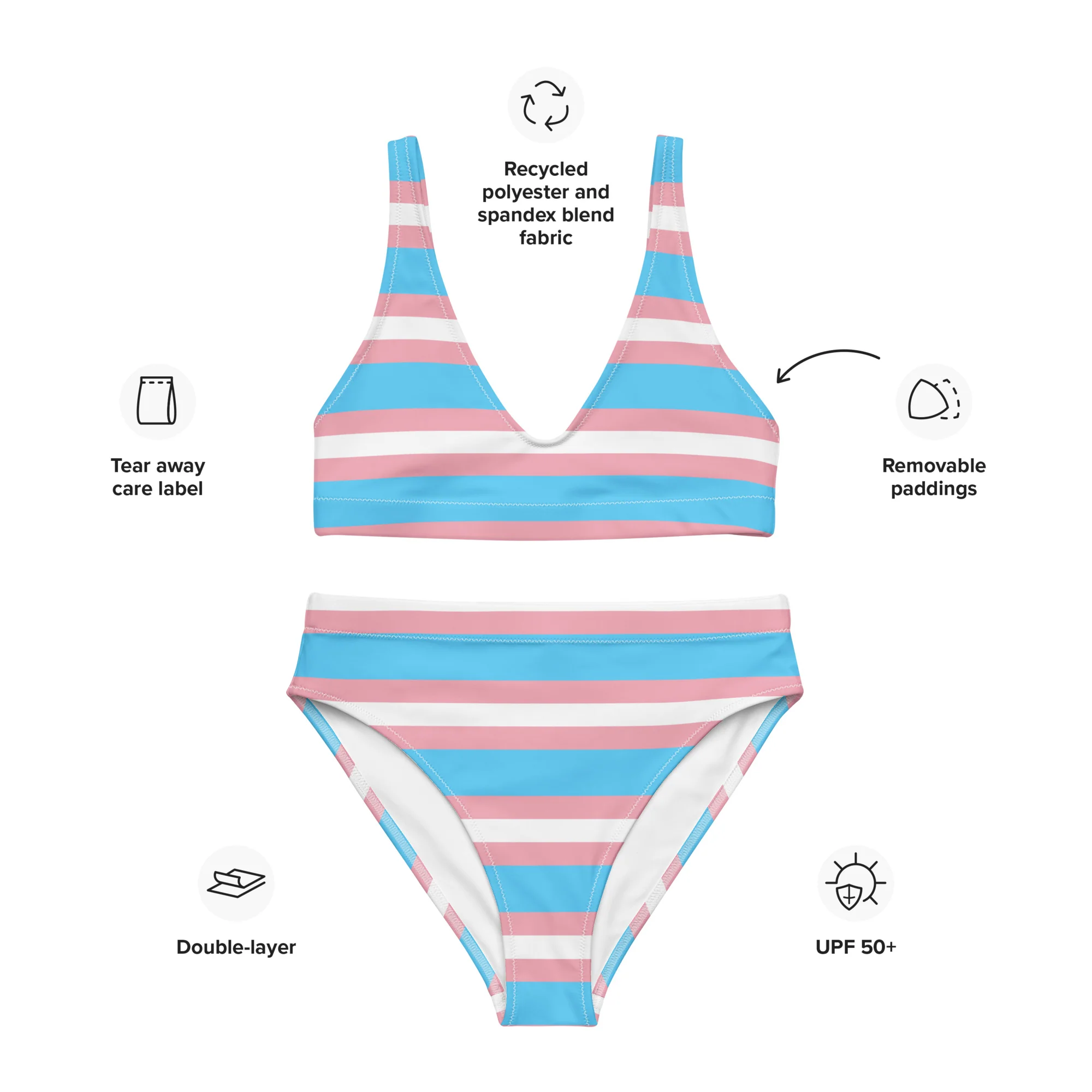 Trans Flag high-waisted bikini - Image 4