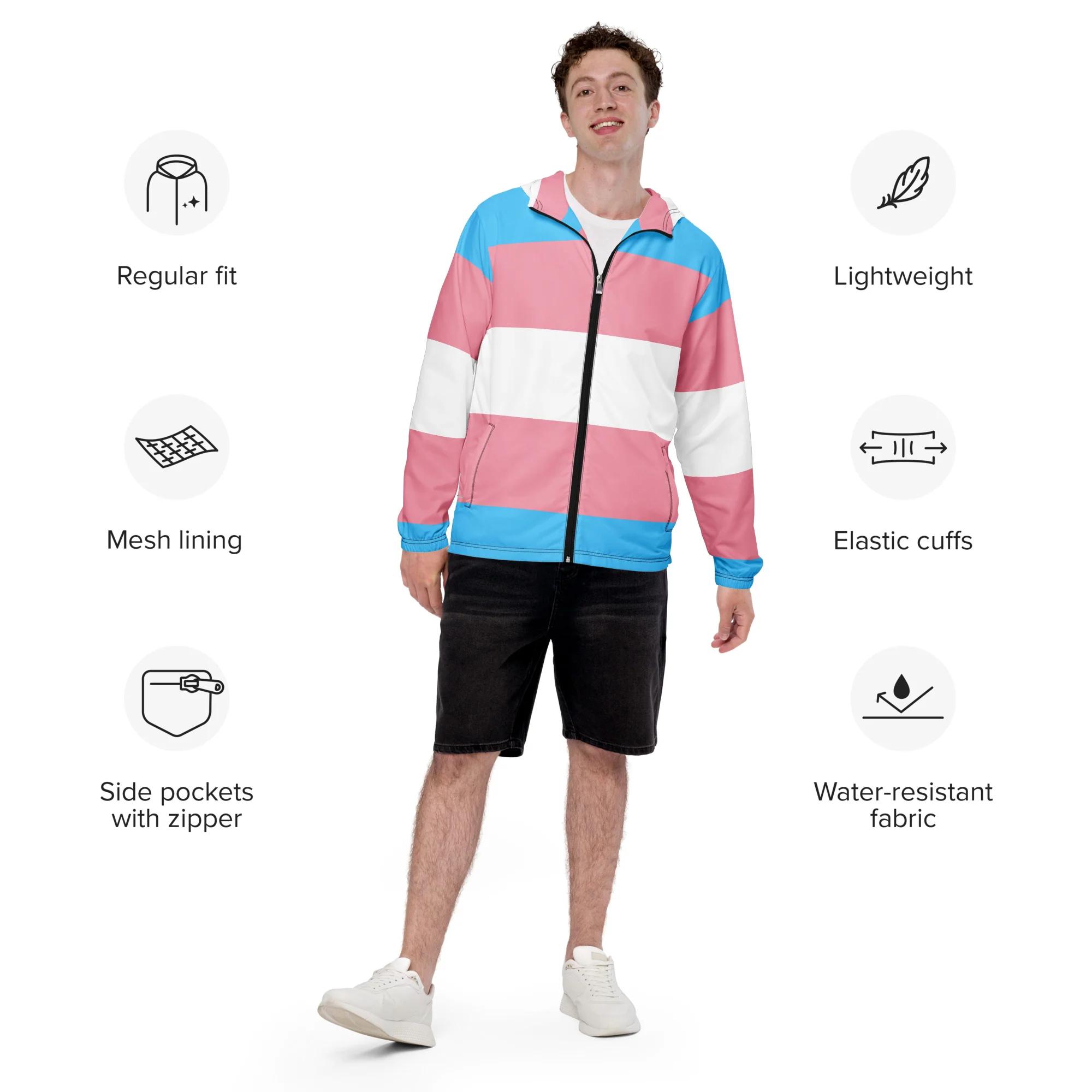 Trans Flag Men’s windbreaker - Image 2