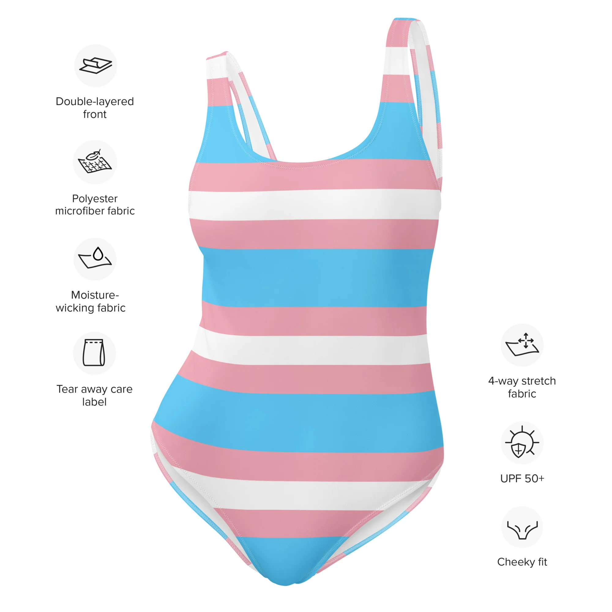 Trans Flag One-Piece Swimsuit - Image 3