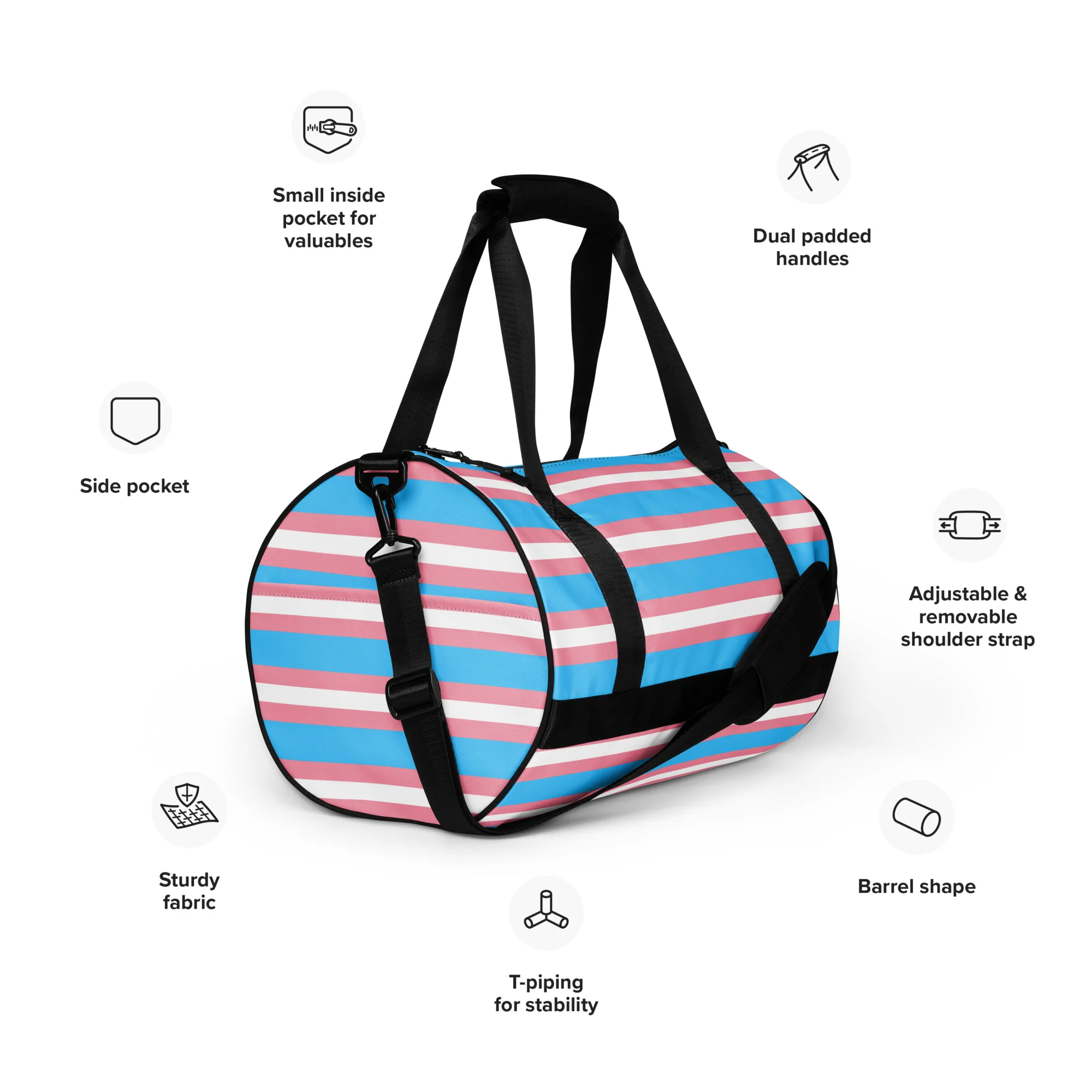 Trans Flag print gym bag - Image 4