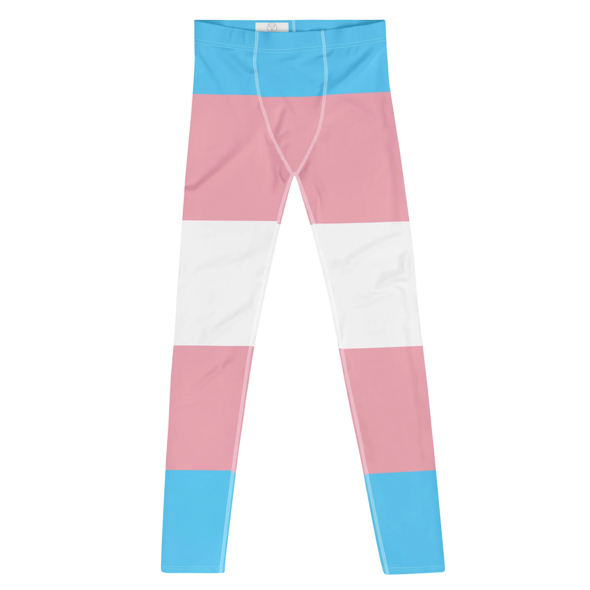 Trans Flag Print Men's Leggings - Image 2