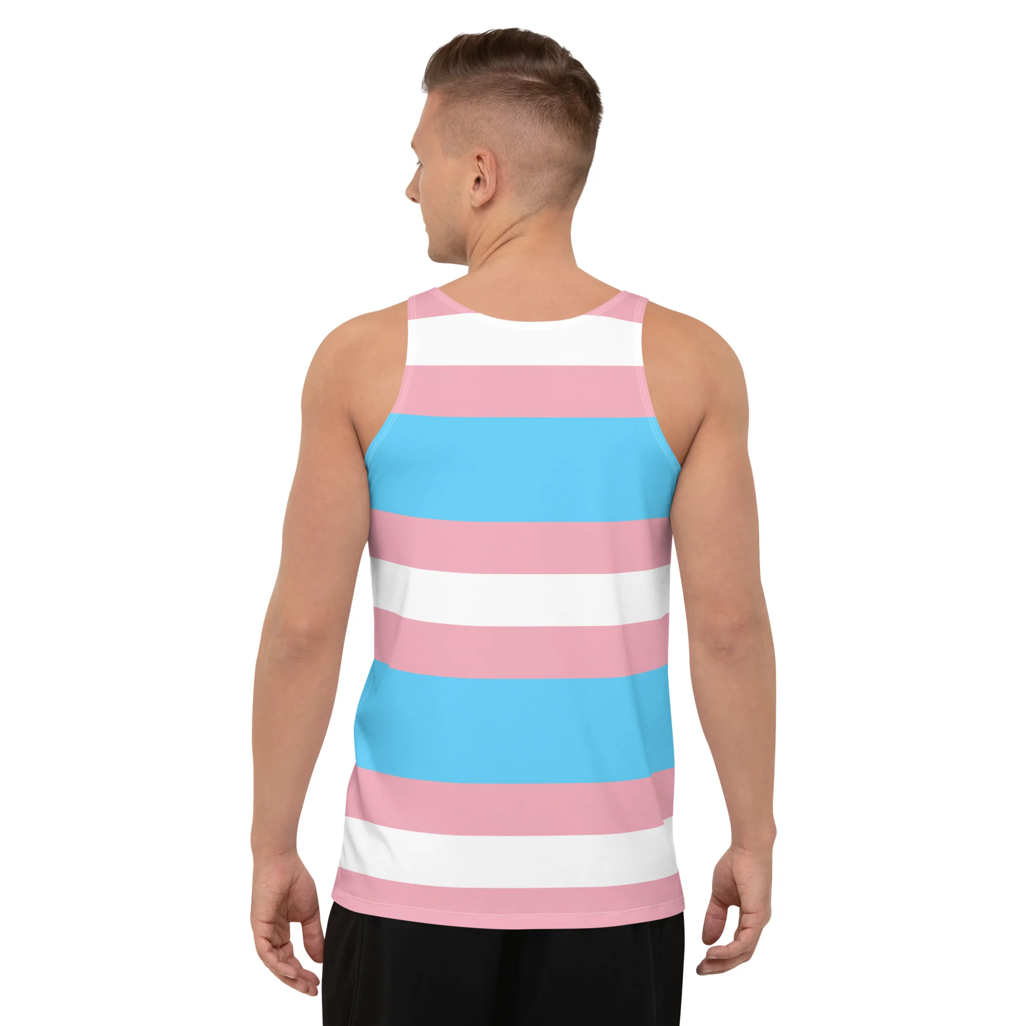 Unisex Trans Flag Print Tank Top - Image 4